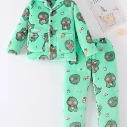 Mark & Mia Full Sleeves Winter Wear Night Suit With Dino Print - Green-picture-20