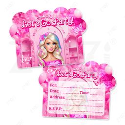 ZYOZI Barby Theme Birthday Invitations Cards For Kids Pink - Pack Of 32-picture-39