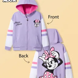 HoneyHap Disney Terry Knit Full Sleeves Hooded SweatJacket With Minnie Mouse Front & Back Graphic - Lavender-picture-31