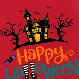 BLUSHES 100% Cotton Knit Halloween Theme Half Sleeves Happy Halloween Text Printed Onesie - Red image 4
