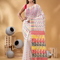 DESH BIDESH Woven Design Pure Cotton Jamdani Saree image 5