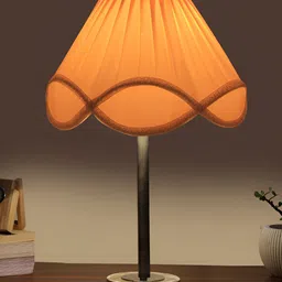 Aura Off White & Steel Textured Metal Frusturical Shaped Table Lamp-image-27