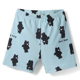 KIDLINGSS Full Sleeves Teddy Bear Printed 2 Piece Swimsuit With Cap Set - Teal Blue image 5