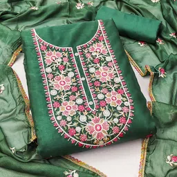 SAINOOR Floral Embroidered Thread Work Organza Semi-Stitched Dress Material-picture-16