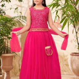 Sangria Girls Pink Net Lehenga Choli-picture-15