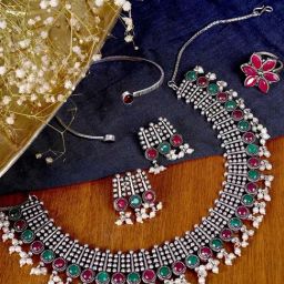 Teejh Pitara Collection Tishya Multi Colored Oxidized Jewellery Set-picture-15