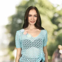 StyleCast V-Neck Self Design Top-image-41