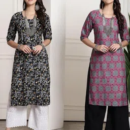 Ethnic basket Women Pack Of 2 Multicoloured Crepe Kurtas-picture-34