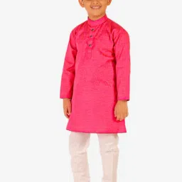 Pro-Ethic Style Developer Kids Dark Pink & White Printed Full Sleeves Kurta with Pyjamas image 3