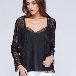 NIZA Women Black Self Design Tailored Jacket-picture-25