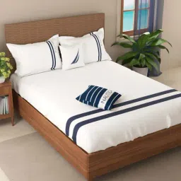 Nautica Coastal Stripe White 100% Cotton 500 TC Super King Bed Size With Pillow Covers-picture-41