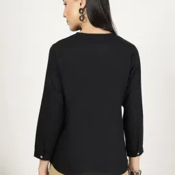 Style Quotient Black Cotton Solid Formal Top image 2