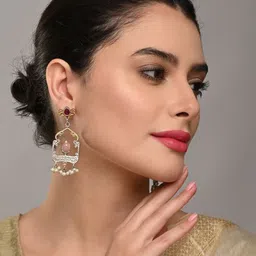 Anvik Artificial Stones And Beaded Contemporary Shaped Drop Earrings image 5