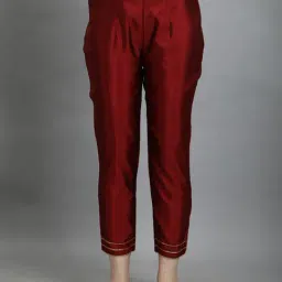 VredeVogel Maroon Woven Pattern Kurta Pant Set With Dupatta image 4