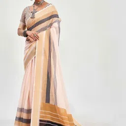 Sangria Striped Saree With Blouse-image-89