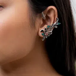 Shaya 92.5 Sterling Silver Unleash Oxidized Ear Cuff for Women-image-84