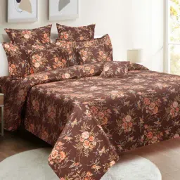 Swayam Brown Cotton 144 TC Double Size Bedsheet With Pillow Covers-image-54