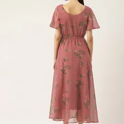 Deewa Women Floral Print Flared Sleeve Georgette A-Line Maxi Dress image 5