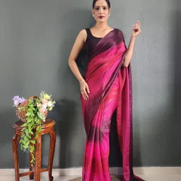 HERE&NOW Striped Pure Crepe Ready to Wear Saree-picture-14