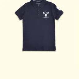 Pantaloons Junior Navy Cotton Applique Polo T-Shirt-image-2