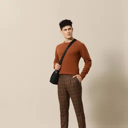 Mr Bowerbird Men Checked Tailored Pleated Trousers image 5