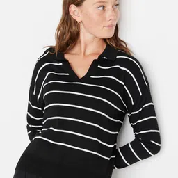 Trendyol Striped Drop-Shoulder Sleeves Acrylic Top-picture-52
