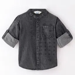INFINITY Full Sleeves Self Design Printed Shirt - Grey-picture-34