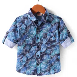 Rikidoos Full Sleeves Floral Printed Shirt - Blue-picture-15