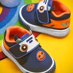 KATS Smiley Face Patch Detailed Musical Velcro Closure Shoes - Sky-image-1