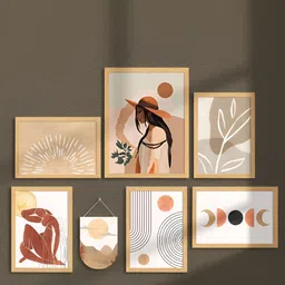 Art Street Beige & White 6 and more Piece Paper Abstract Wall Paintings image 2