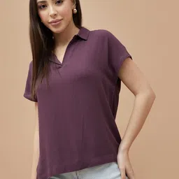 Fame Forever by Lifestyle Women Polo Collar Cotton Regular Fit Top-picture-24