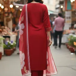 AADVIKA Women Floral Regular Kurta with Trousers & With Dupatta image 2