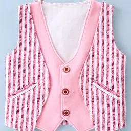 Robo Fry Cotton Lycra DC Full Sleeves Three Piece Party Suit With Cap - Pink image 2