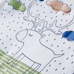 Mini Taurus Interlock Knit Full Sleeves Romper With Reindeer Print - Green image 3