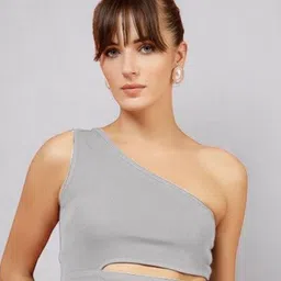 The Roadster Lifestyle Co. Women One Shoulder Crop Blouson Top-image-78