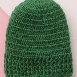 MayRa Knits Hand Knitted Woven Pack Of 2 Baby Animal Face & Floral Designed Crochet Caps - Red & Green - Circumference 32 Cm image 4