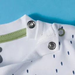 Mini Taurus Interlock Knit Full Sleeves Romper With Reindeer Print - Green image 4