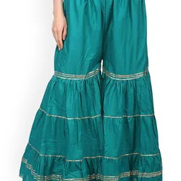 SRISARAS Women Flared Fit Pleated Elasticated Cotton Sharara Palazzos-picture-37