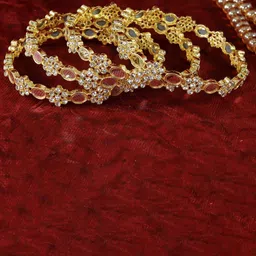 ZULKA Set Of 4 Gold-Plated Cubic Zirconia Studded Bangles-image-32