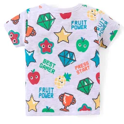 Babyhug 100% Cotton Interlock Knit Half Sleeves Vests with Fruit Print & Stripes Pattern Pack of 3 - Multicolor image 5