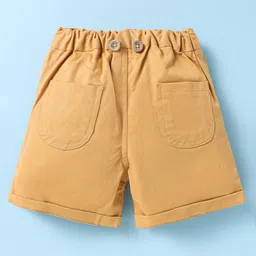 ToffyHouse Poplin Woven Half Sleeves Surfing Board Printed Shirt & Shorts With Bow & Suspender - Mustard image 5