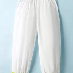 Teentaare Cotton Woven Sleeveless Floral Printed Kurti Salwar Set with Dupatta & Lace Detailing - Light Green image 5