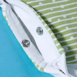 Mini Taurus Interlock Knit Full Sleeves Romper With Reindeer Print - Green image 5