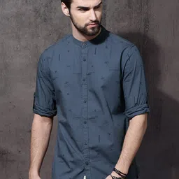 Roadster Men Blue Printed Pure Cotton Casual Sustainable Shirt-picture-39