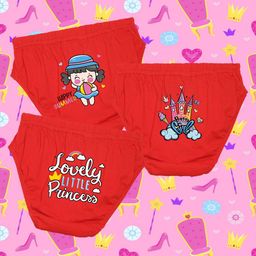 NUSYL Girls Pack Of 3 Printed Cotton Basic Briefs-picture-9