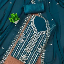 KALINI Women Poly Georgette Embroidered Dress Material-image-92