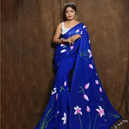 Ruuprekha Floral Printed Pure Cotton Khadi Saree-picture-30