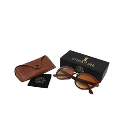 Creature Unisex Brown Lens & Brown Cateye Sunglasses with UV Protected Lens image 2