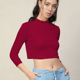 Dream Beauty Fashion Women High Neck Fitted Crop Top-picture-44