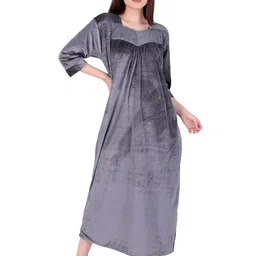 BOMBSHELL Women Abstract Lace Winter Maxi Nightdress-picture-41